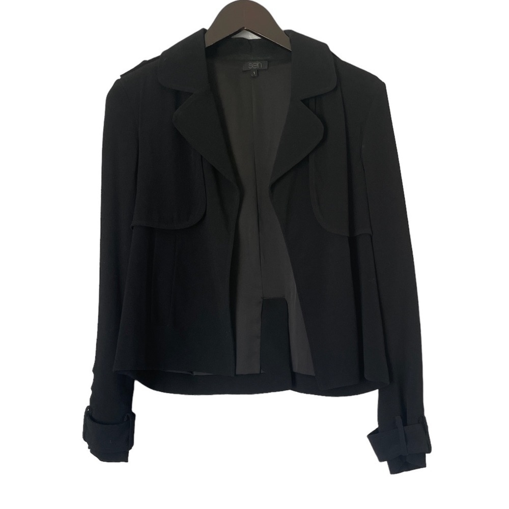 SEN Black Blazer Jacket Open Front Small